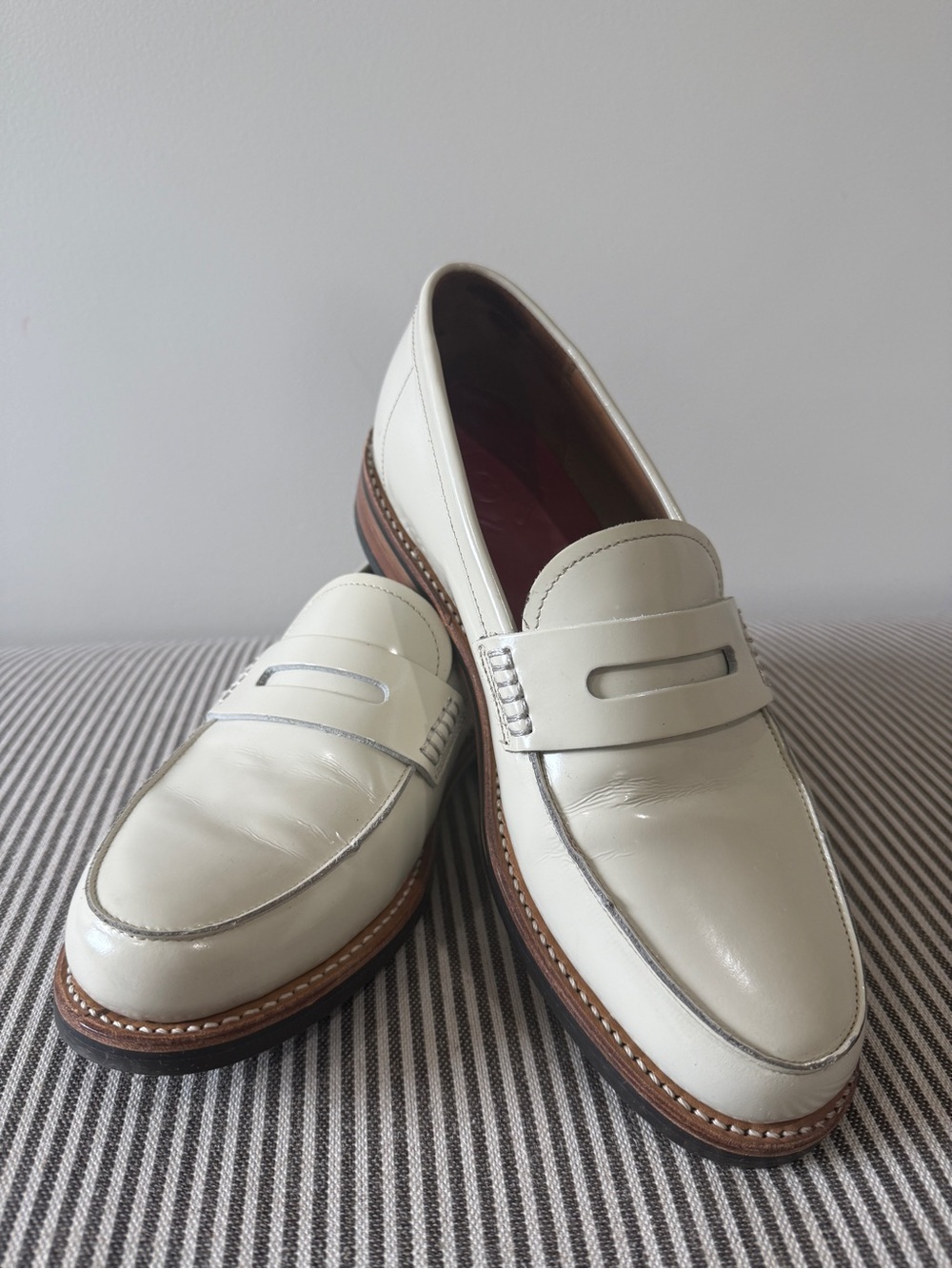 Grenson Lynn Cream Leather Penny Loafers